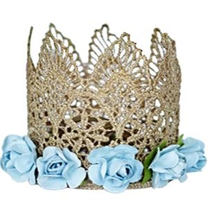 Floral Lace Crown Headband - Light Blue